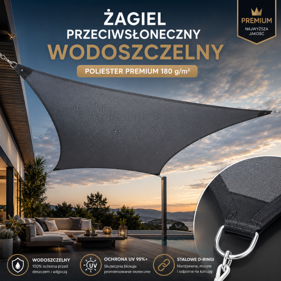 Żagiel przeciwsłoneczny wodoszczelny