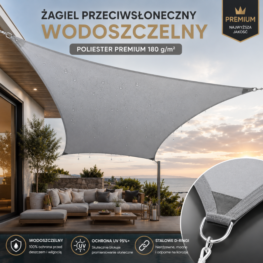 Żagiel przeciwsłoneczny wodoszczelny