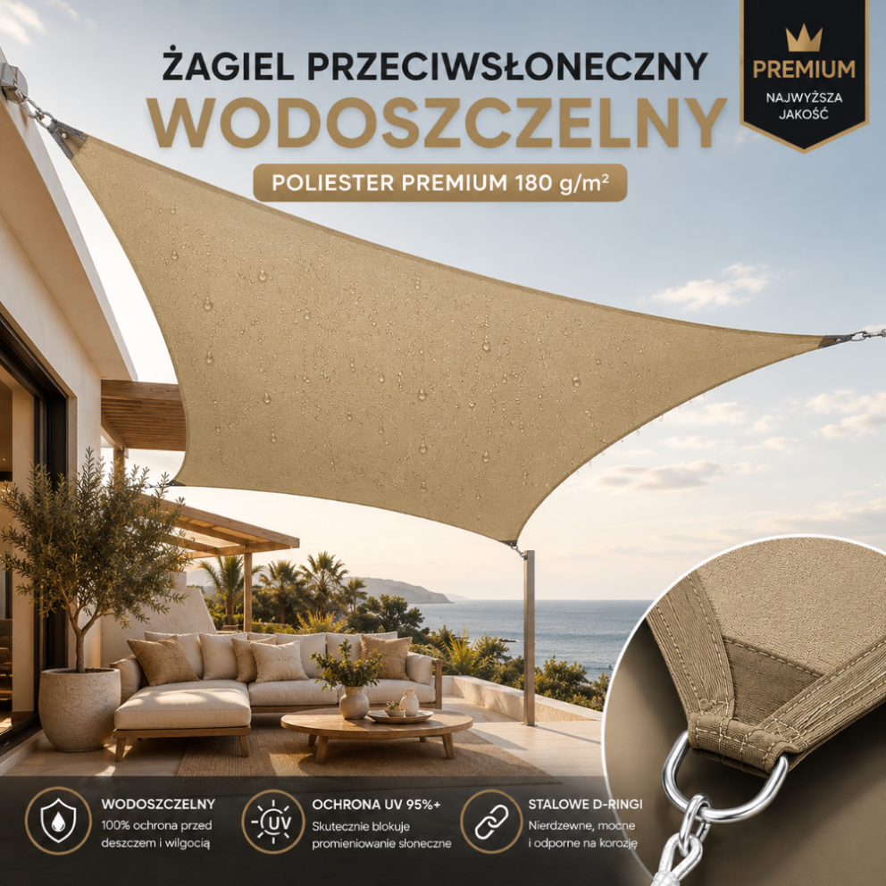Żagiel przeciwsłoneczny wodoszczelny
