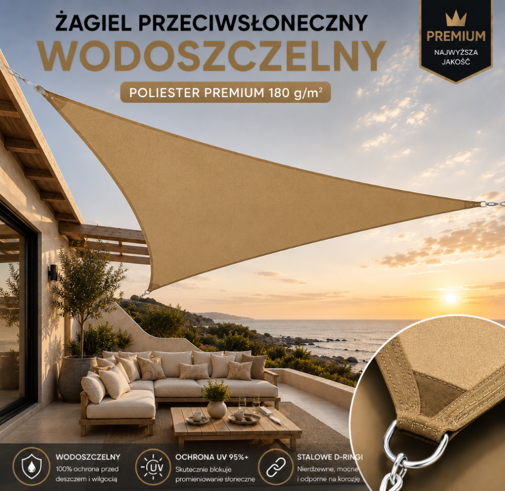 Żagiel przeciwsłoneczny wodoszczelny