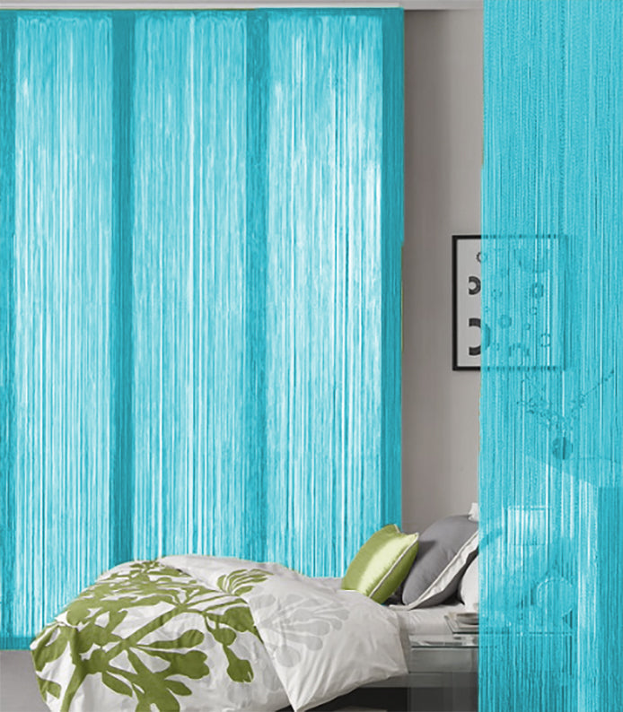 Zasłona Sznurkowa Drzwi Okno Firana Dekoracyjna Turkusowa